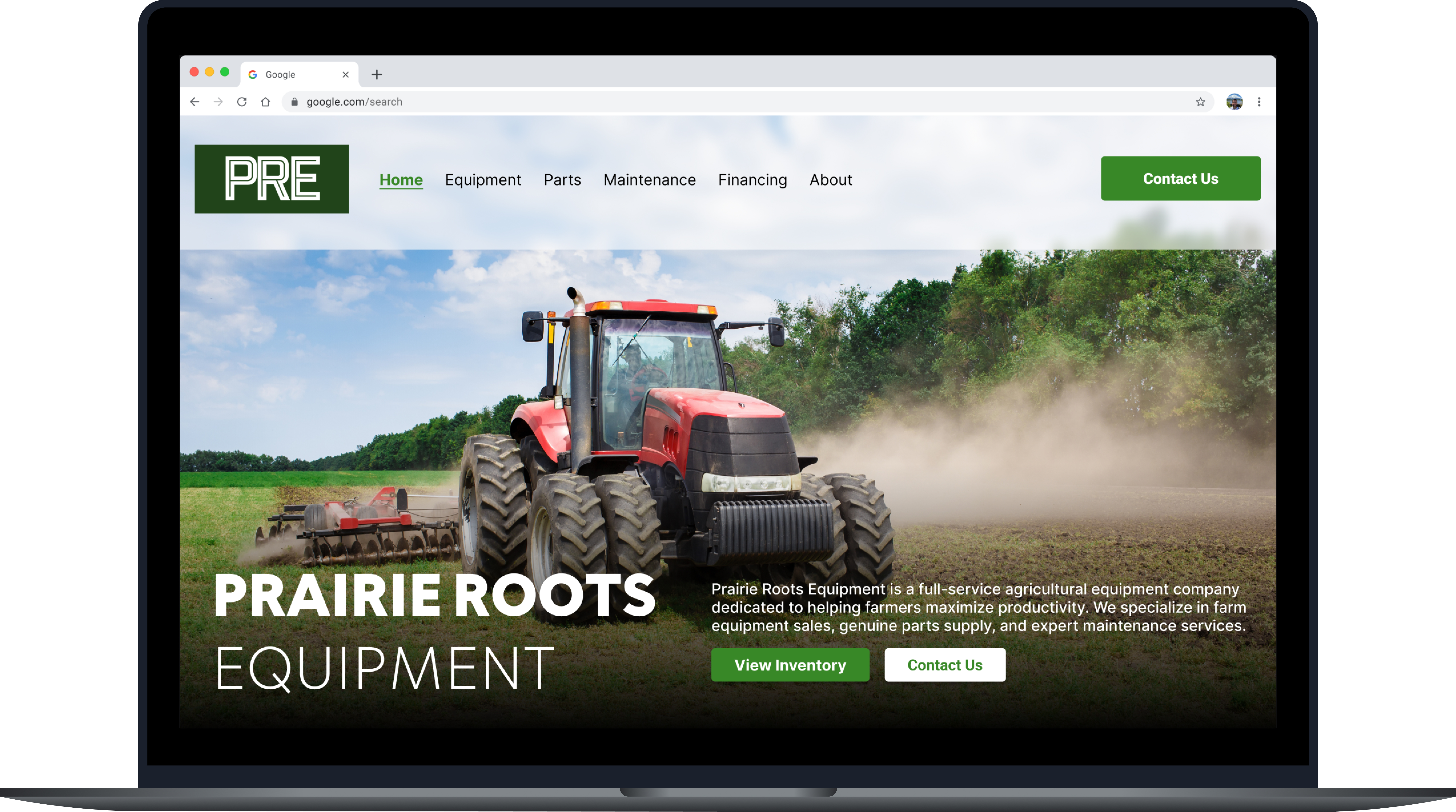 Prairie Roots Equipment website